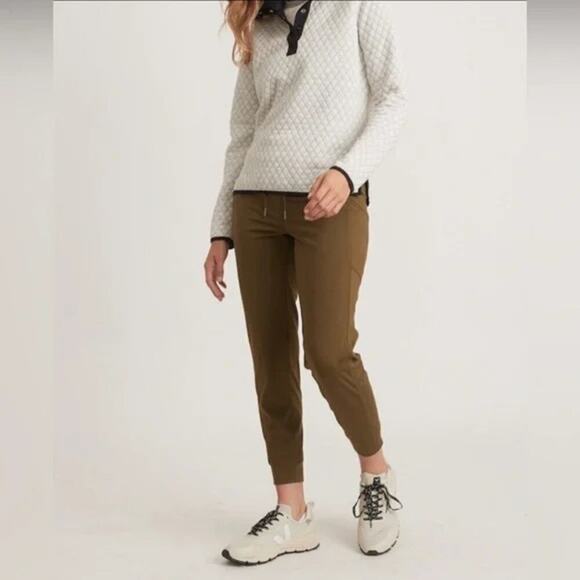 Marine Layer Slim Sport Jogger Pants Rib Drawstring Waist Olive Green NWT Small - Picture 1 of 9